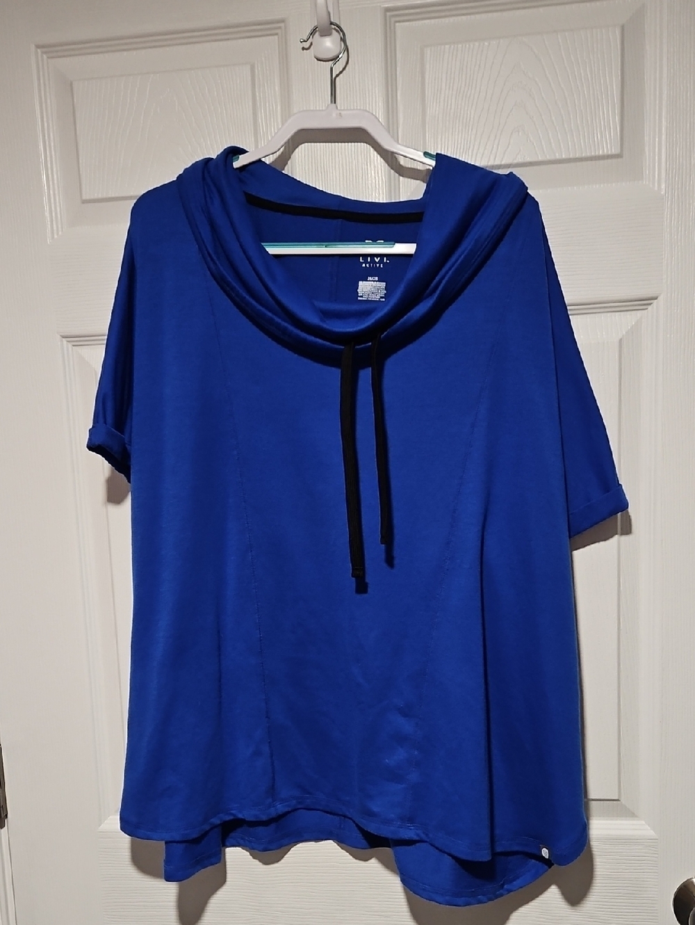 Livi Active Royal Blue Cowl Neck Hoodie Top
